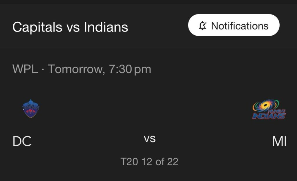 delhi capitals vs mumbai indians 12th match wpl