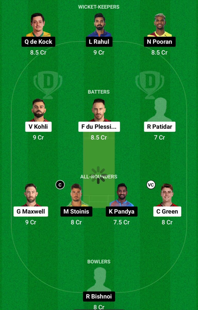 lsg vs rcb dream11 prediction