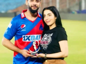 imad wasim with his wife